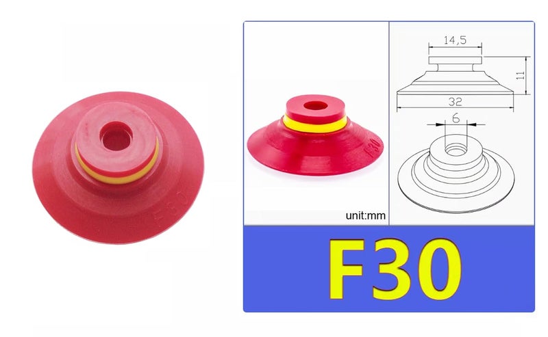 SICOLAS 5 pcs Industrial Flat Vacuum Suction Cup F Series Single-Layer Silicone Robotic Arm Accessory with Ribs (F30) - Image 5